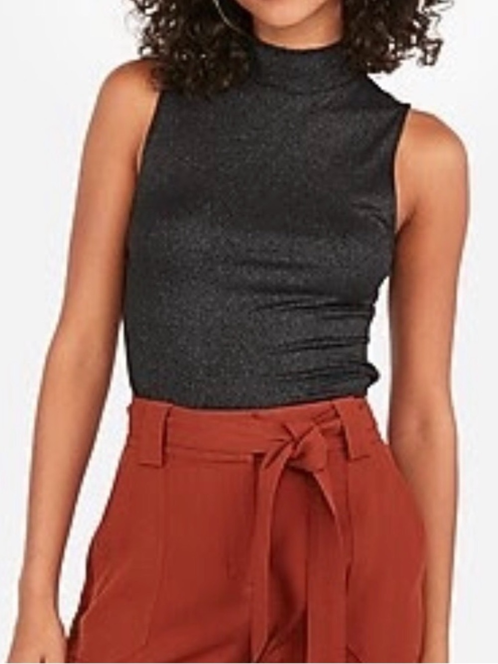 NWT Express Black Metallic Mock Neck Tank Small $30